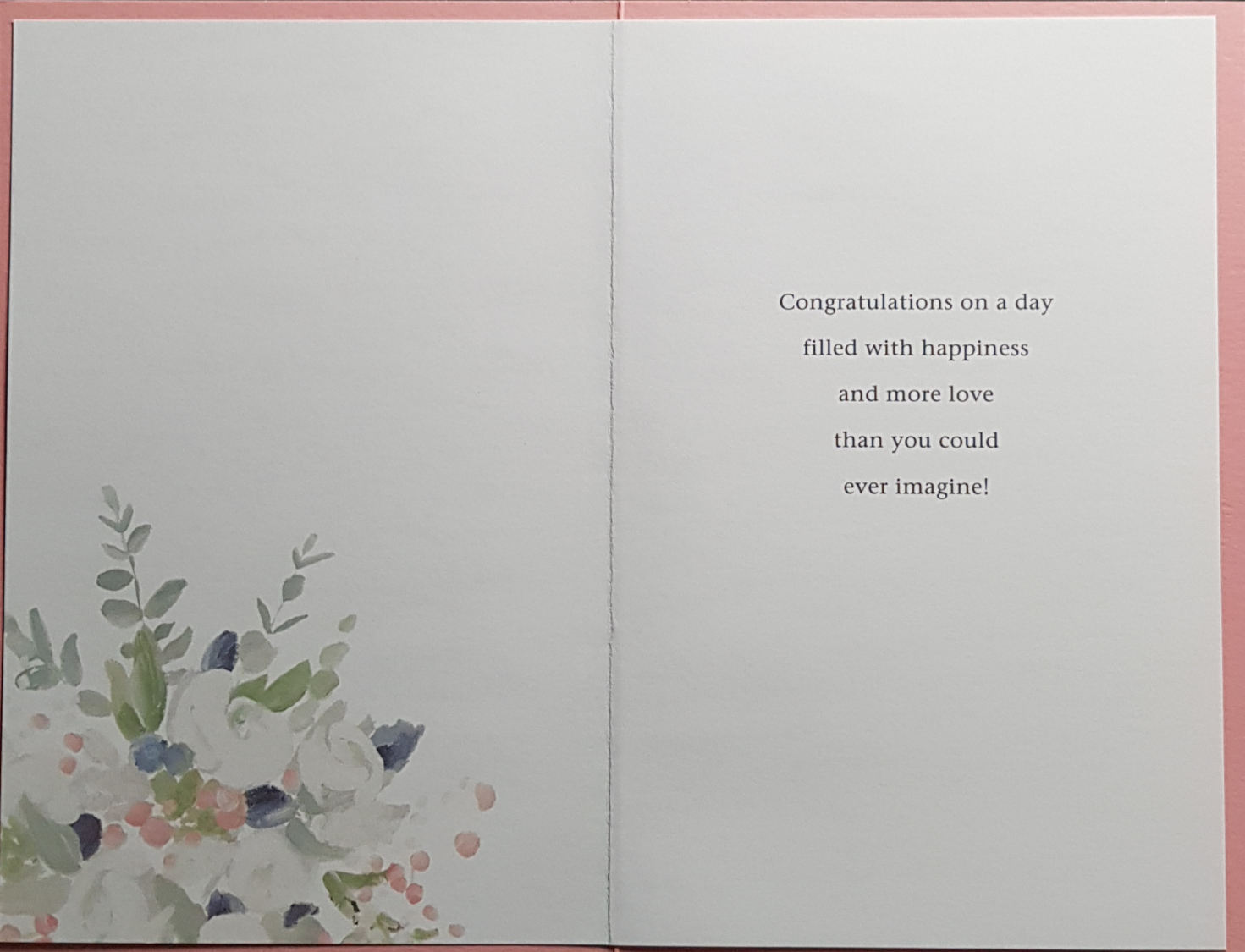 Wedding Card - A White Bouquet With A Gold Bow