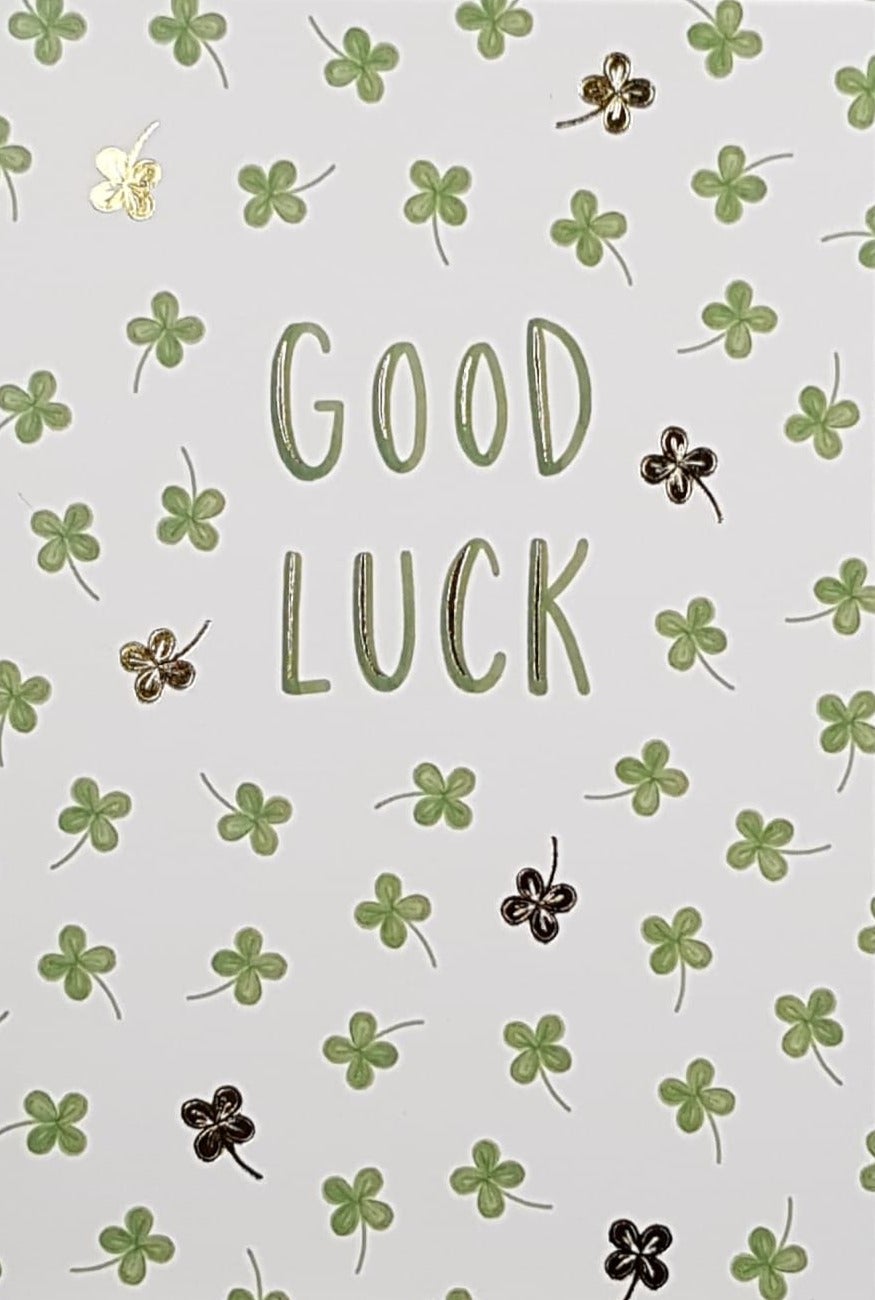 Good Luck Card - Four-Leaf Clover Pattern