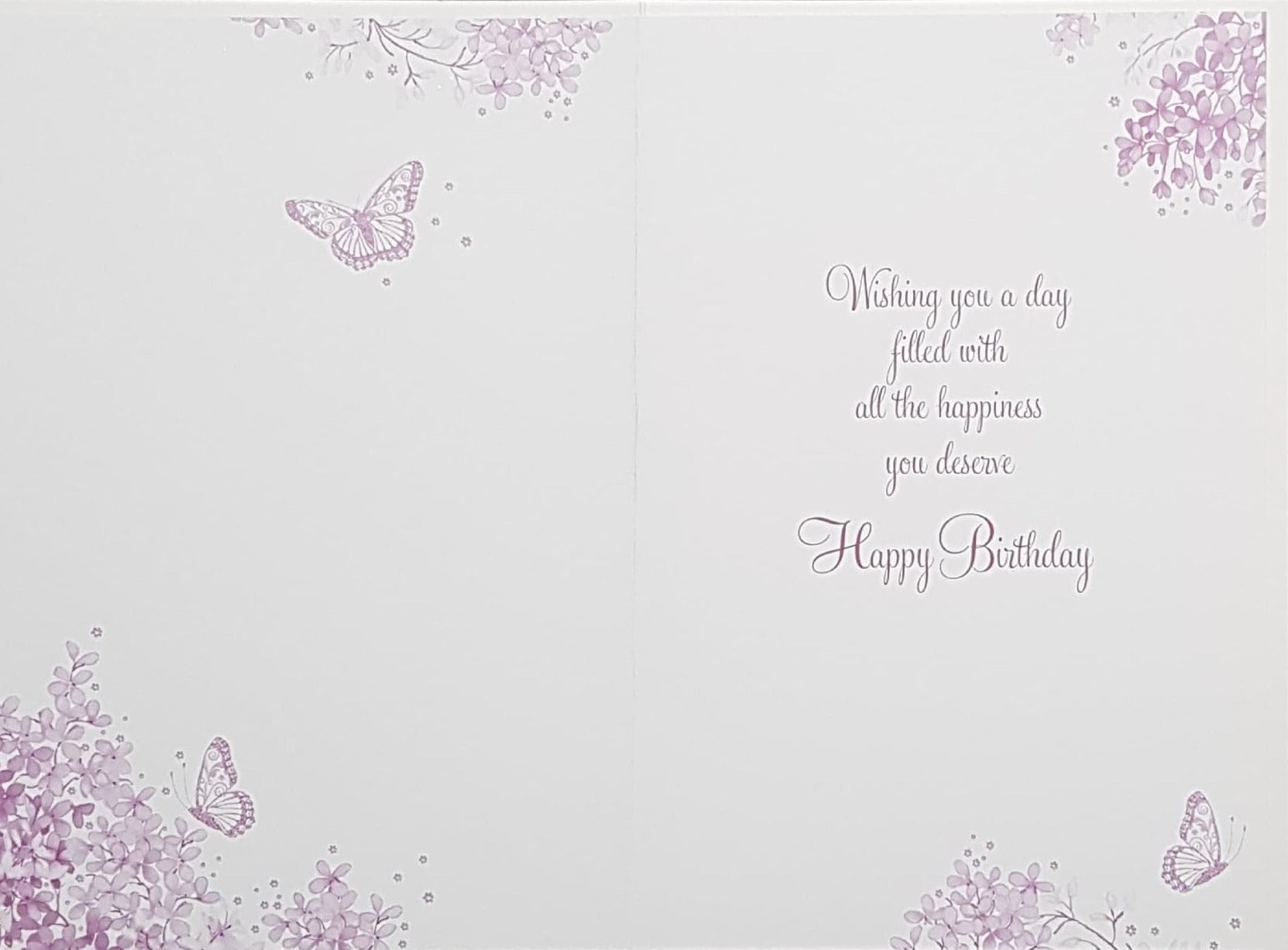 Birthday Card - Special Friend / Sparkly Gold Butterflies & Font & A Pink Floral Border