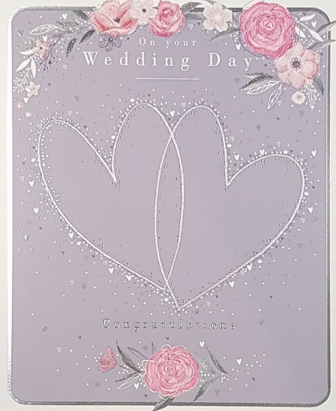 Wedding Card - General / Two White Hearts On A Purple Background