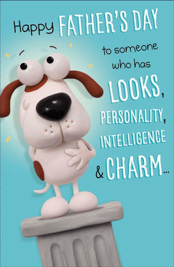 Fathers Day Card - A White Dog & A Blue Front