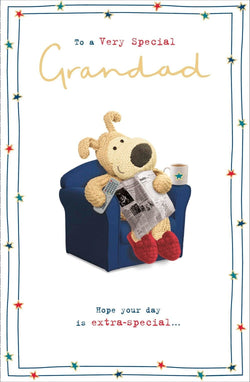 Fathers Day Card - Grandad / A Dog Relaxing On A Blue Sofa