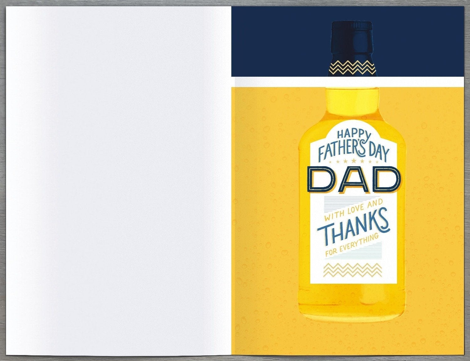 Fathers Day Card - Dad From Both Of Us / A Bottle Of Beer On A Blue Front