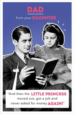 Fathers Day Card - Dad From Daughter / A Man Reading A Book To A Girl