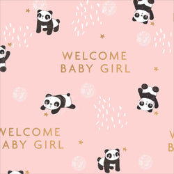 Gift Wrap - Flat Wrap / New Baby Girl - Panda Bears (Folded Twice)
