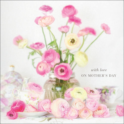 General Mothers Day Card - Pink Flowers On Water Vase