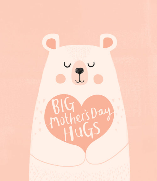 General Mothers Day Card - Polar Bear Holding Pink Heart