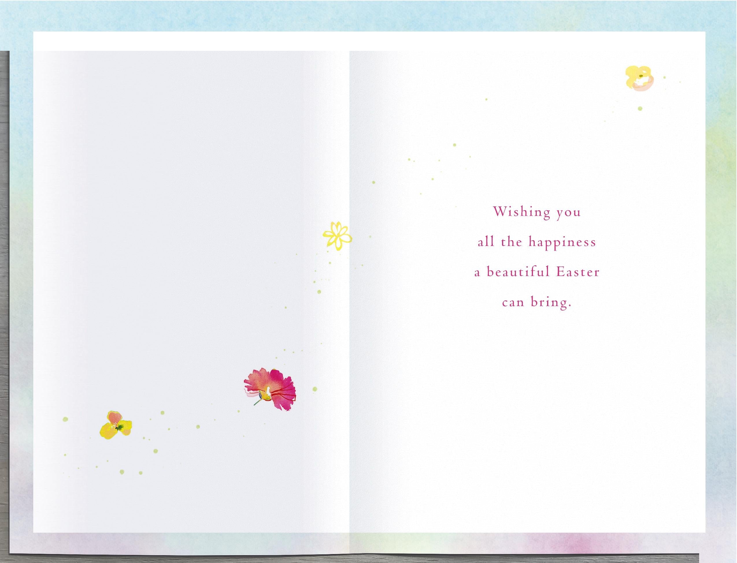 Easter Card - Easter Wishes / Daffodils & Tulips