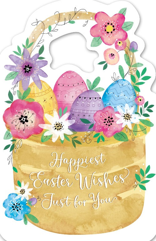 Easter Card - Just For You / A Basket Of Colourful Easter Eggs