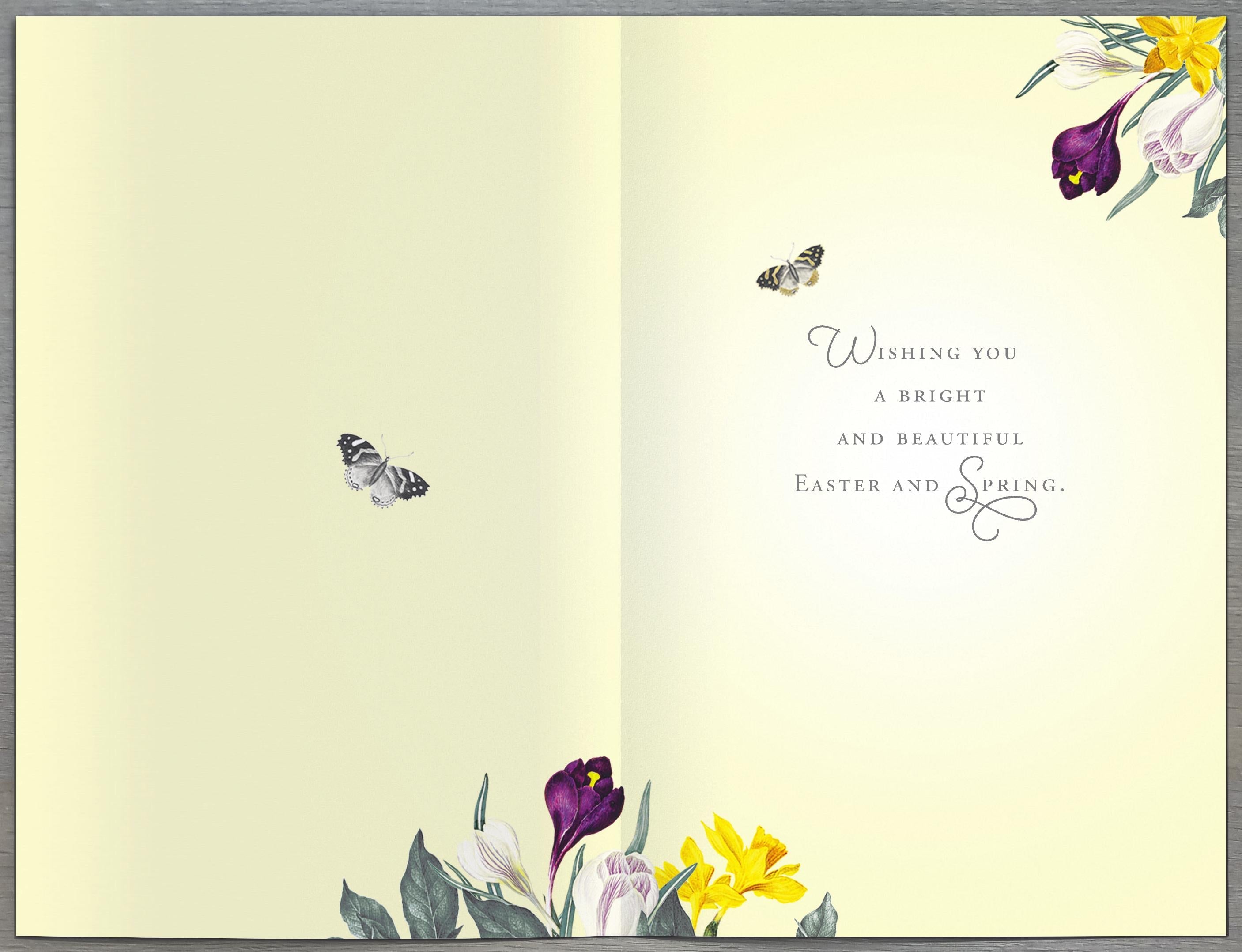 Easter Card - Circle Of Yellow, White & Purple Flowers