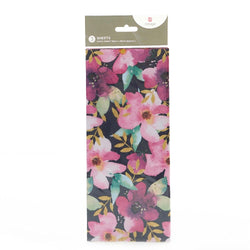 Gift Wrap - Plain Tissue / Watercolour Floral ( 3 Sheets )