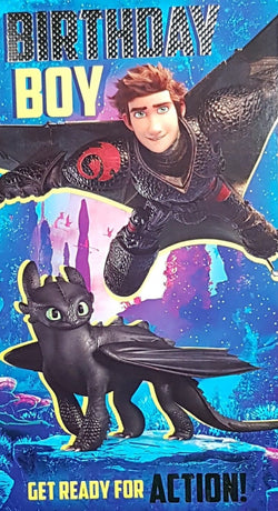 Birthday Card - A Man With A Black Dragon Ready For Action