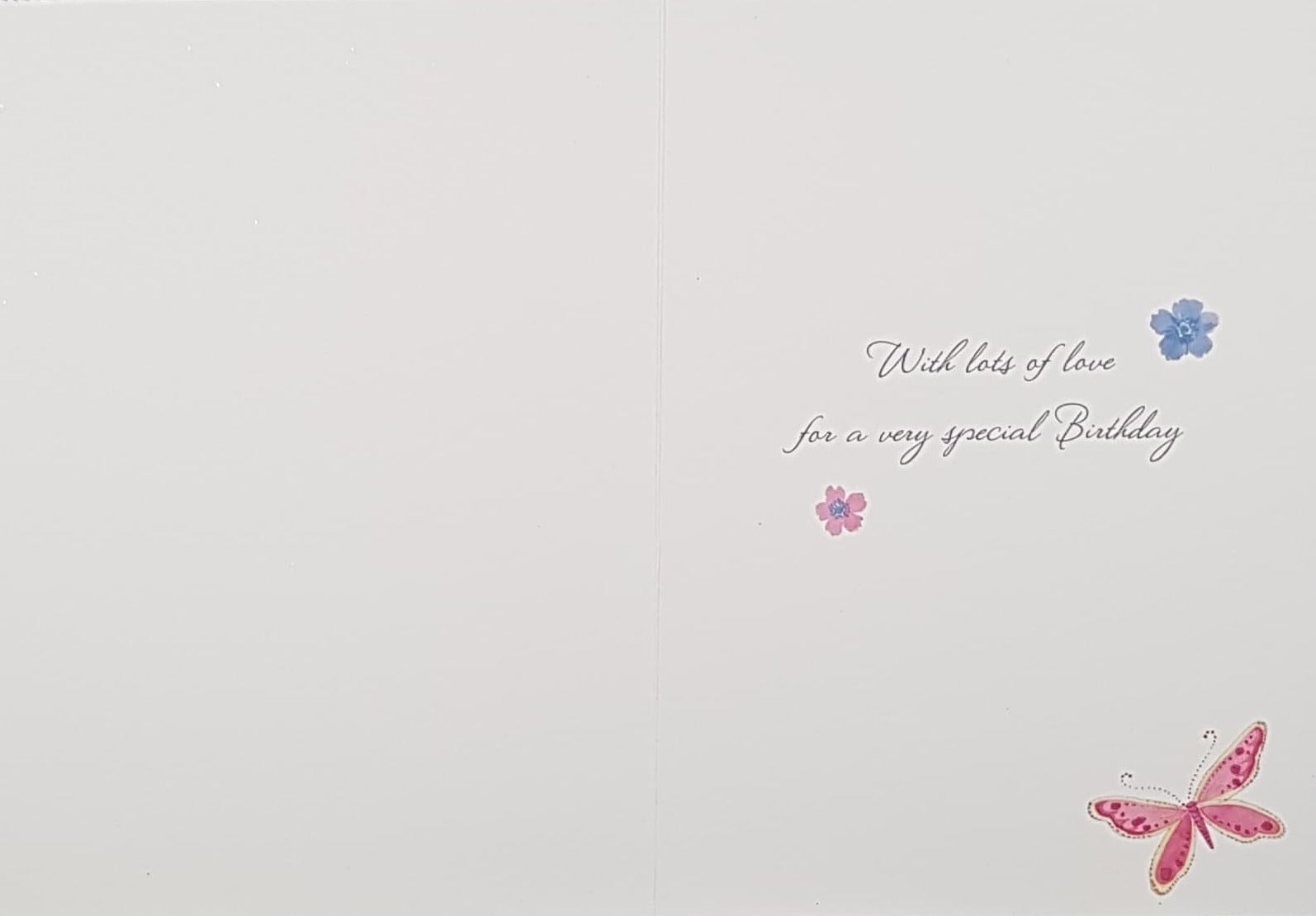 Birthday Card - Niece / Pink Butterflies & Blue Flowers
