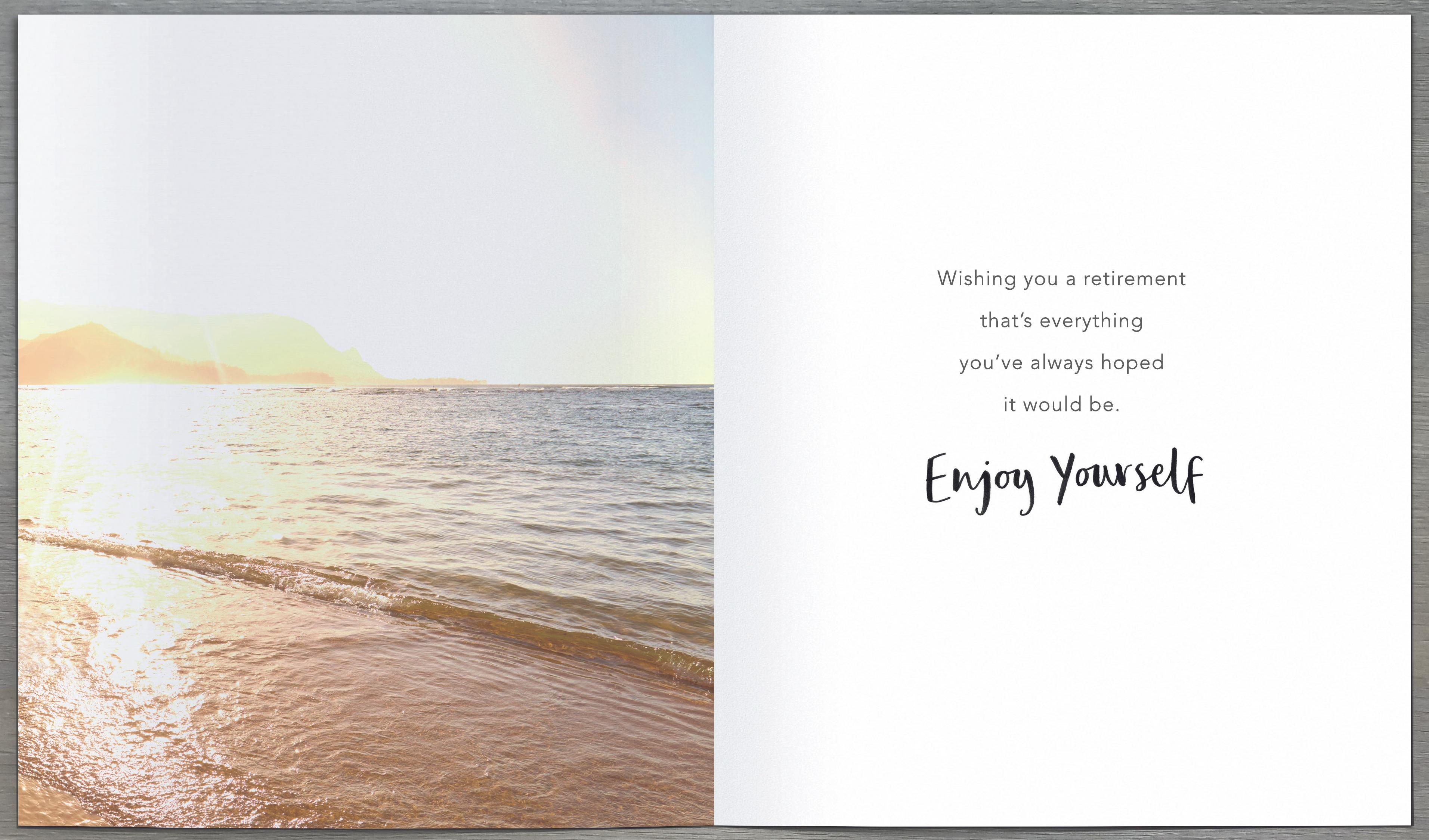 Congratulations Card - Retirement / 'Sunshine Dance In The Rain' & A Beach