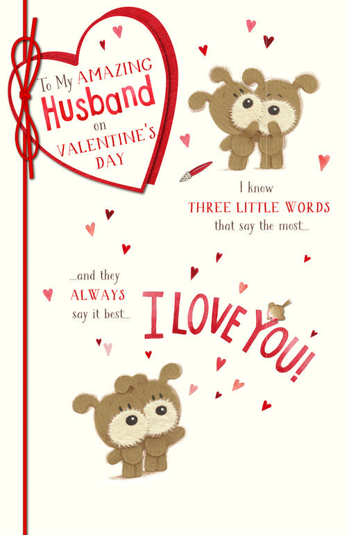 Husband Valentines Day Card - Three Little Words I Know