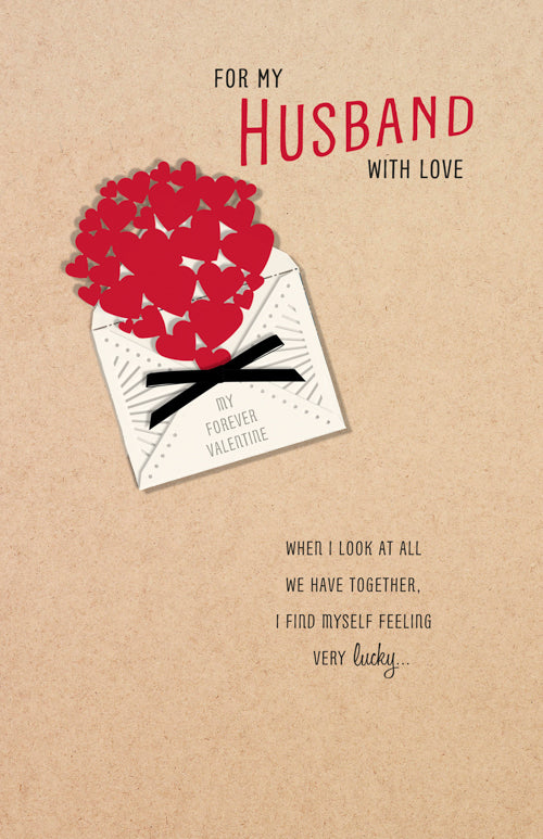 Husband Valentines Day Card - Bouquet Of Hearts Letter