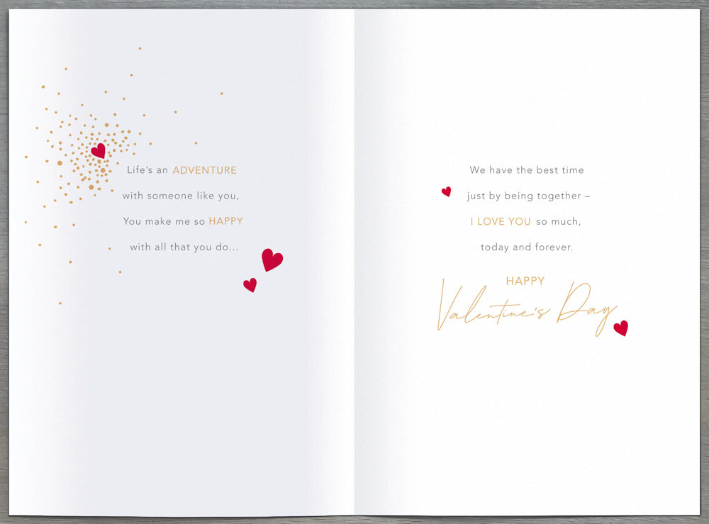 Man In My Life Valentines Day Card - Dots Beige Glossy Little Hearts