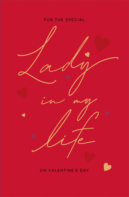 Lady In My Life Valentines Day Card - Dots Red Glossy Little Hearts