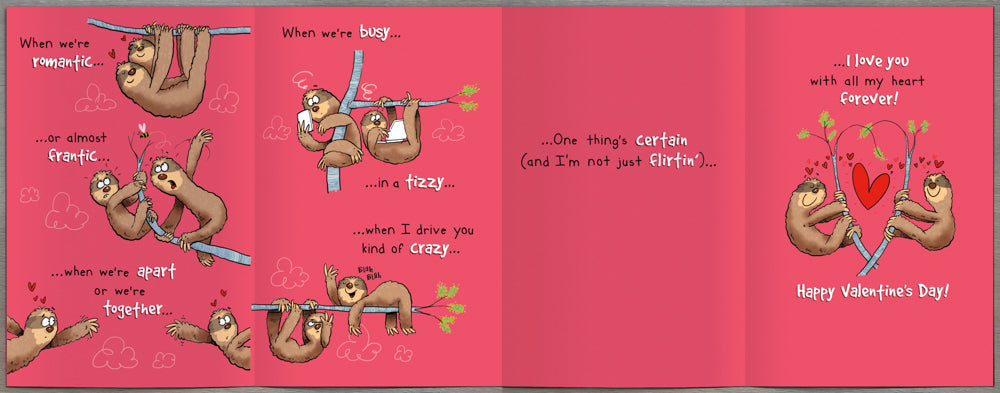 Funny Valentine Valentines Day Card - Sloth Miss Lazy