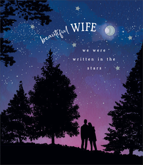 Wife Valentines Day Card - Sky Purple Violet In The Stars