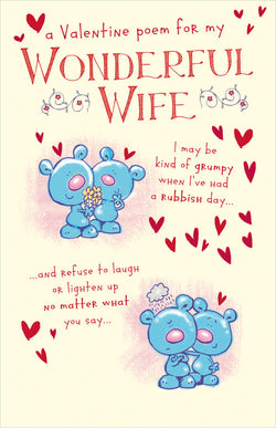 Wife Valentines Day Card - Lighten Up Grumpy Rubbish