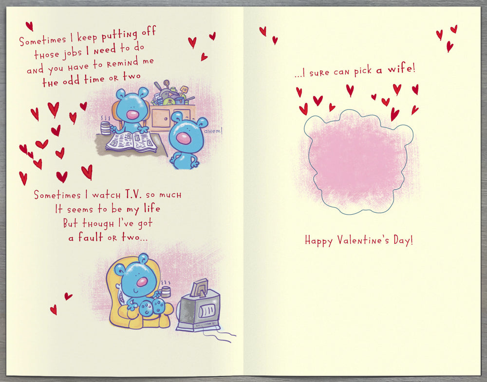 Wife Valentines Day Card - Lighten Up Grumpy Rubbish