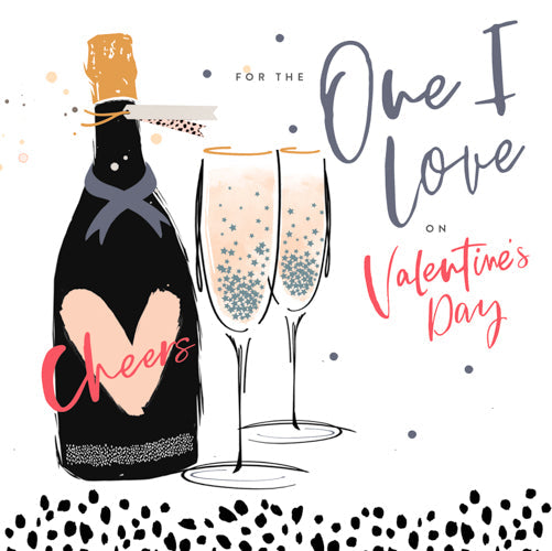 One I Love Valentines Day Card - Cheers Champagne Orange