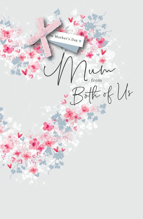 Mum From Both Of Us Mothers Day Card - Huge Grey Heart Flowers
