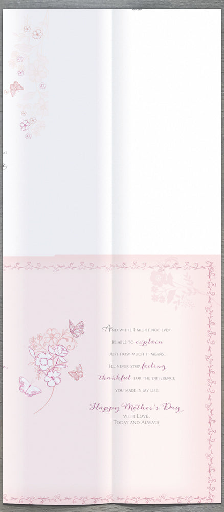 Mum Mothers Day Card - Pink Butterflies & White FLowers