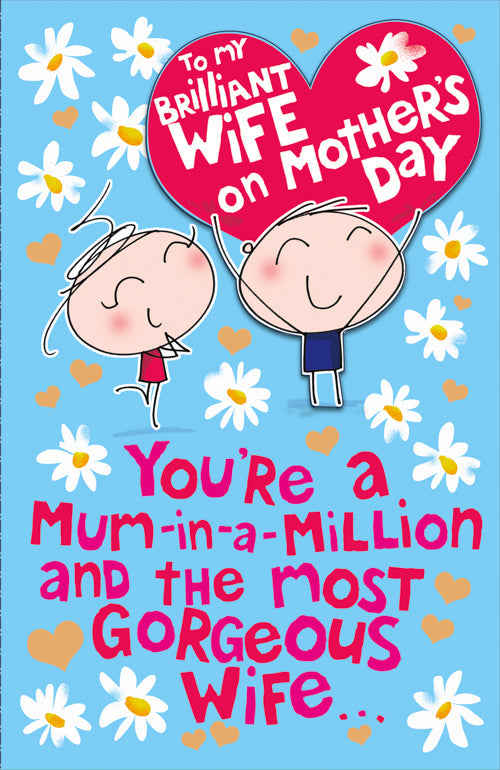 Wife Mothers Day Card - Men Holding Heart On His Head