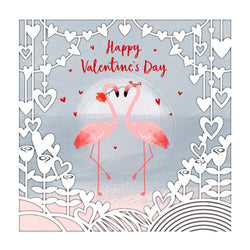 General Valentines Day Card - Flamingo Heart Dance