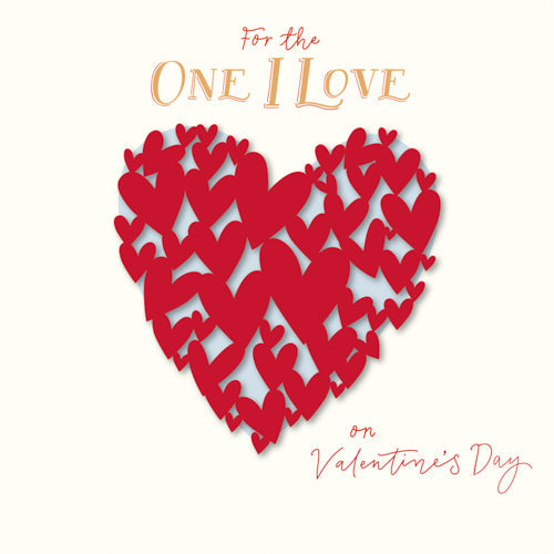One I Love Valentines Day Card - Big Little Red Hearts On White