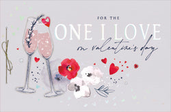 One I Love Valentines Day Card - Pink Red White Leaves Diamond