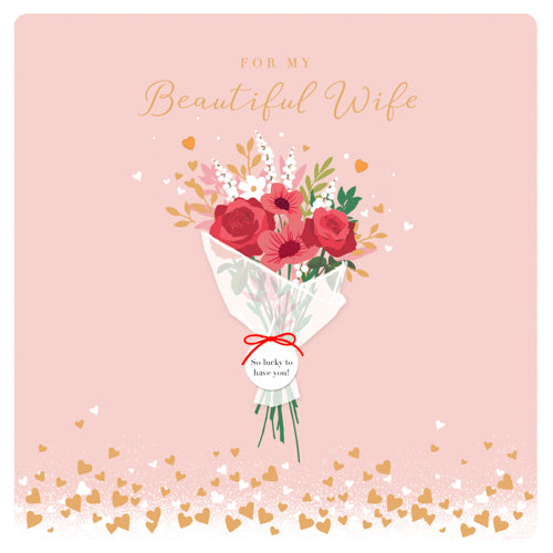 Wife Valentines Day Card - Flower Bunch Bouquet