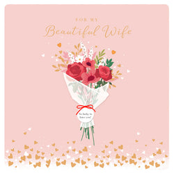Wife Valentines Day Card - Flower Bunch Bouquet