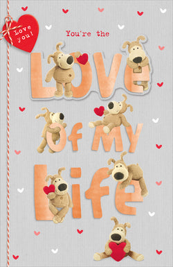 Love Of My Life Valentines Day Card - Grey Gold Love Dog