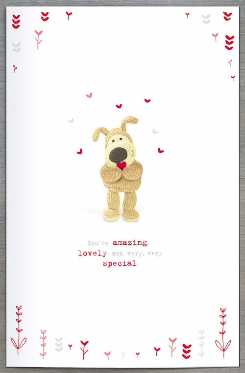 One I Love Valentines Day Card - Butterflies Red Plant Stuffed Dog Heart