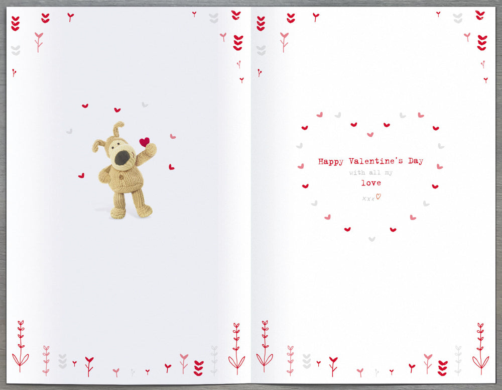 One I Love Valentines Day Card - Butterflies Red Plant Stuffed Dog Heart