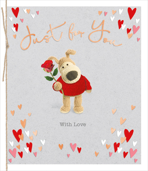 Just For You Valentines Day Card - Flying Hearts Grey Blue String