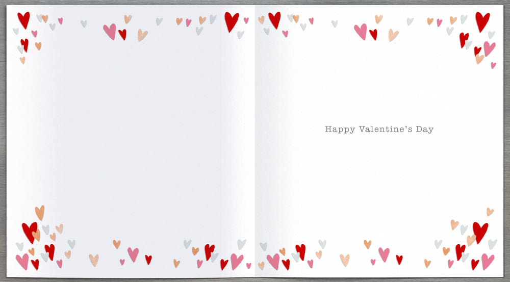 Just For You Valentines Day Card - Flying Hearts Grey Blue String