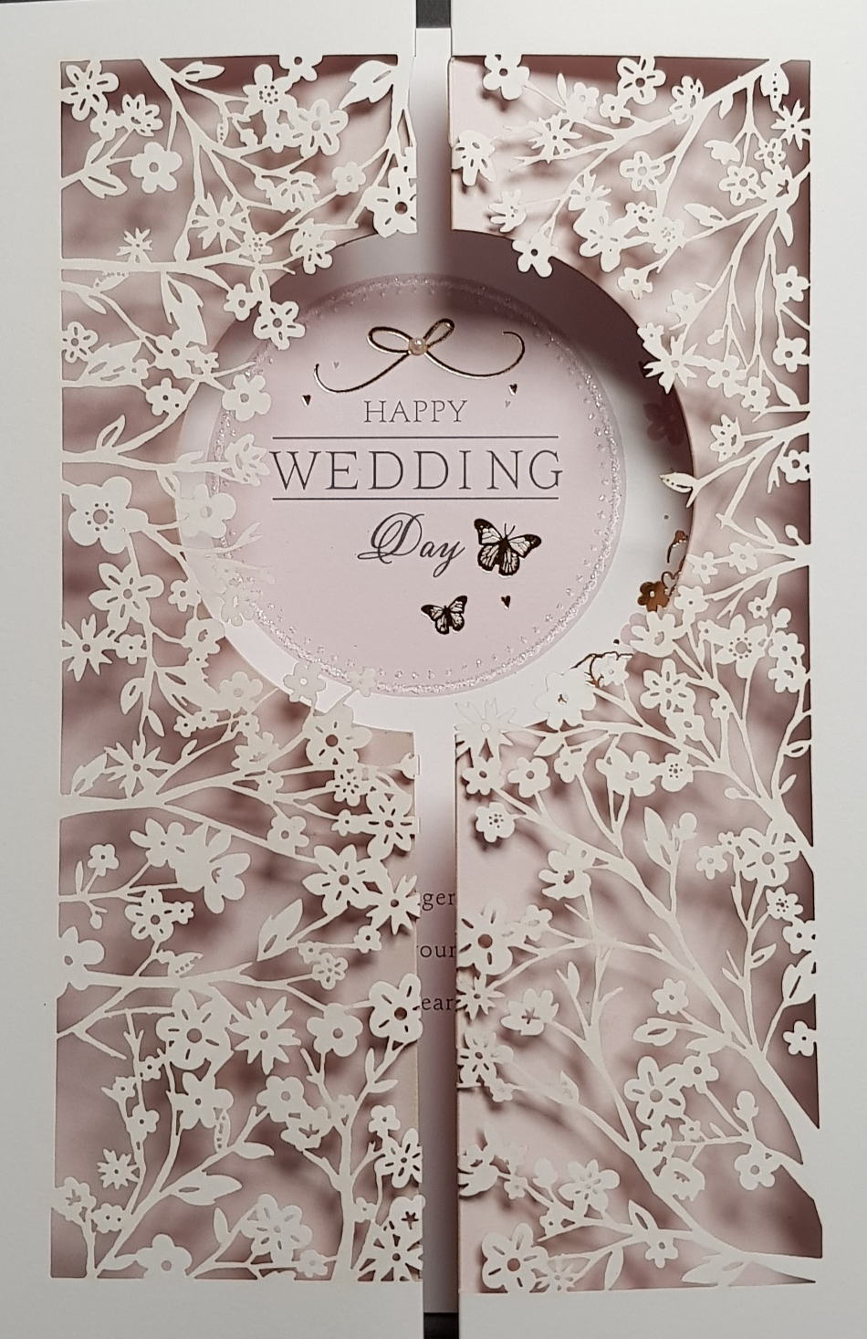 Wedding Card - White Branches, Flowers & Butterflies