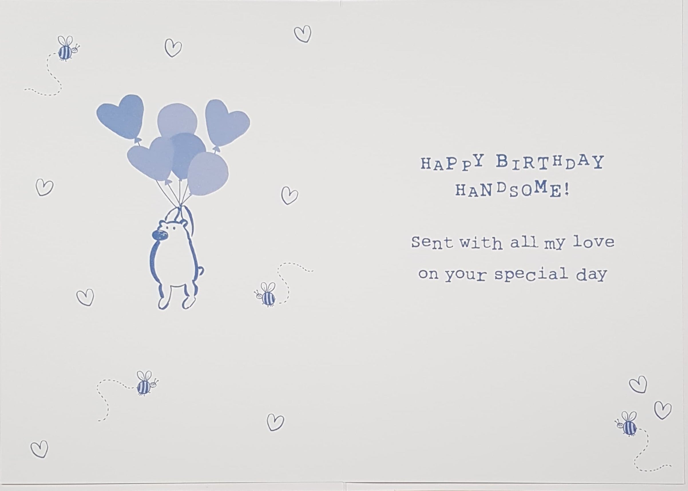 Birthday Card - Boyfriend / 'Have A Beary Happy Birthday!' & Shiny Blue Frame