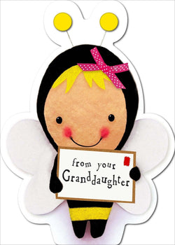 Fathers Day Card - From Granddaughter / A Lovely Bee With A Pink Bow