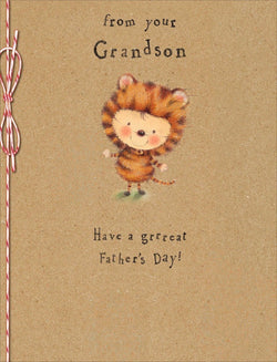 Fathers Day Card - From Grandson / Tiger Boy Sending Wishes