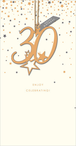 Age 30 Birthday Card - Gold 30 & Stars