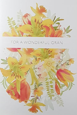 Gran Mothers Day Card - Orange & Yellow Flowers