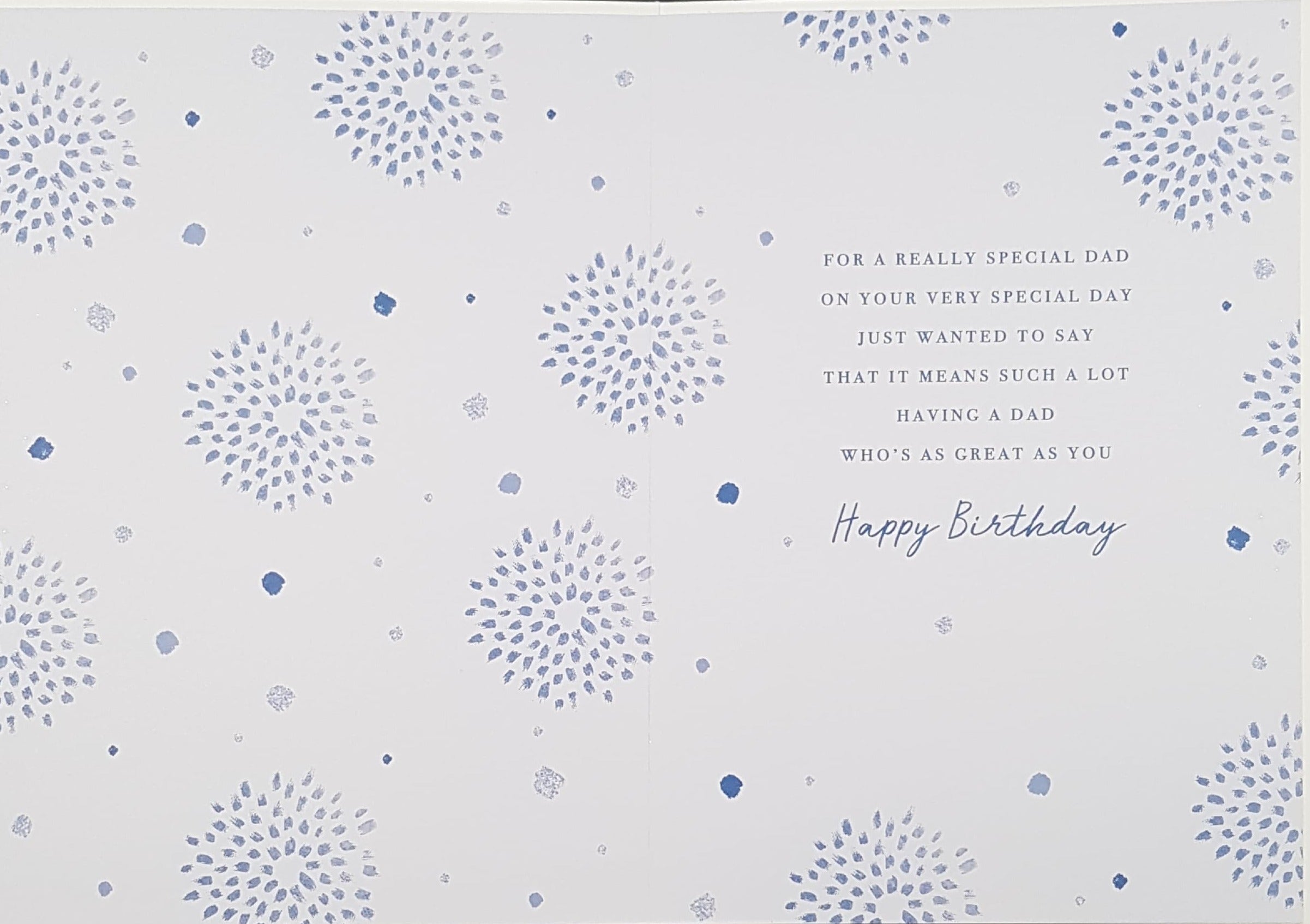 Birthday Card - Dad / A Sparkly Silver 'Dad' & Art Flowers