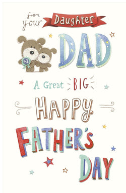 Fathers Day Card - Dad From Daughter / Two Teddies In Hug