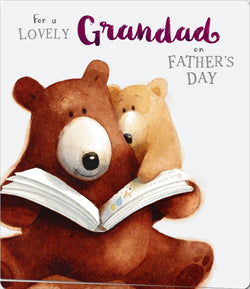 Fathers Day Card - Grandad / Two Brown Bears Reading A Book