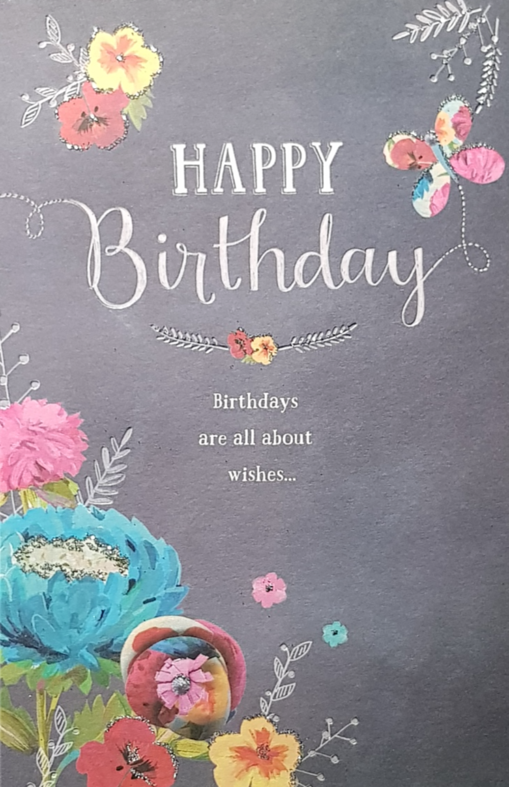 Birthday Card - General / Birthdays Are All About Wishes... & Floral Corner